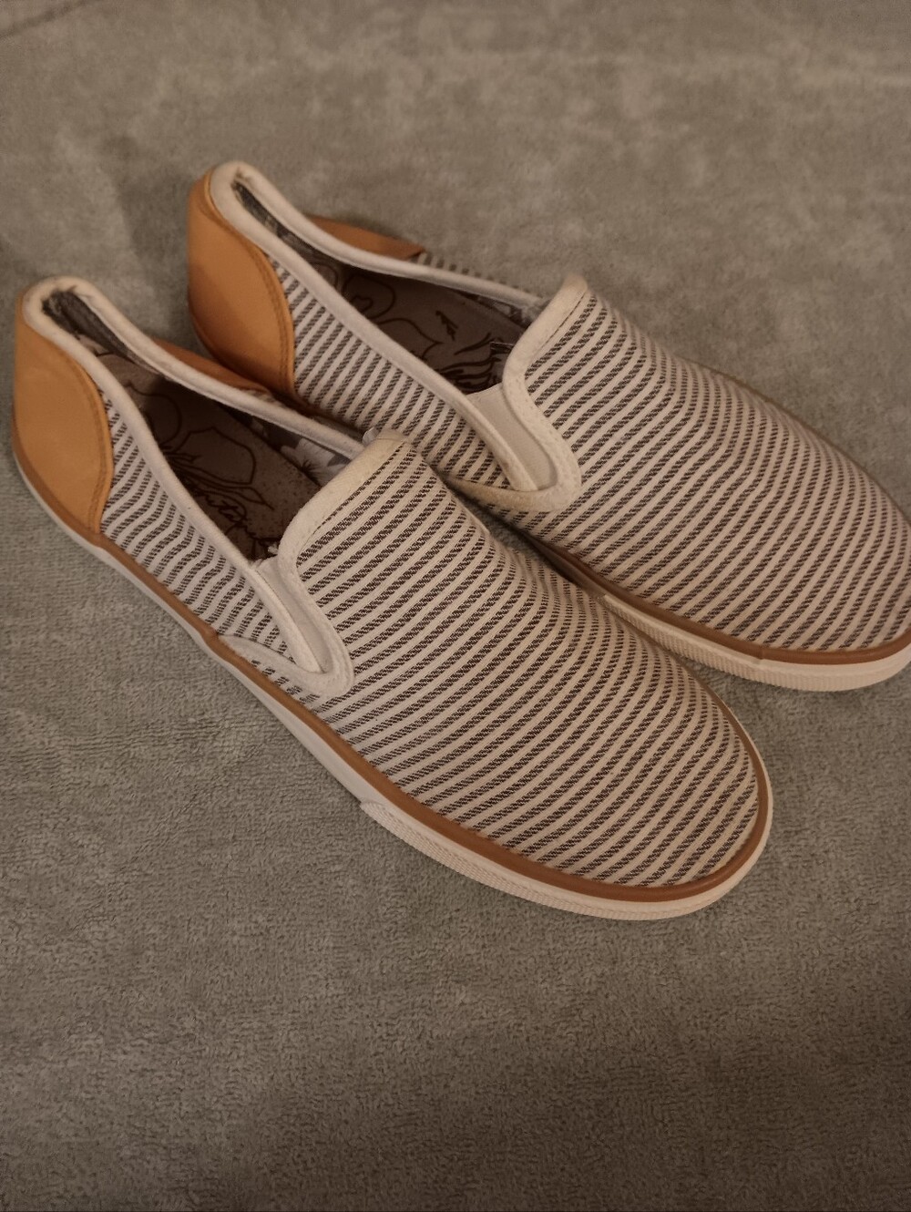 Tommy Bahama Women's Slip-On Sneakers in White/ Light Blue With Tan Accents
